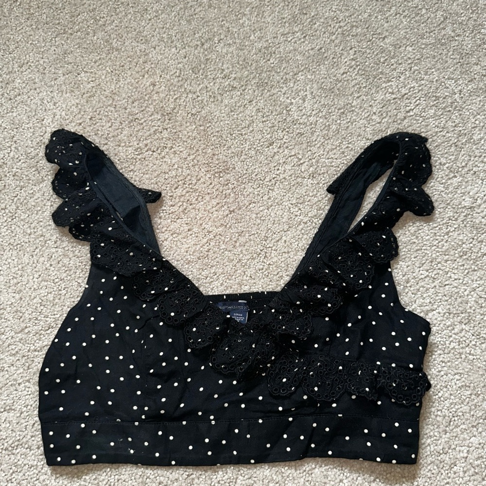 American Eagle Outfitters Black Eyelet Top